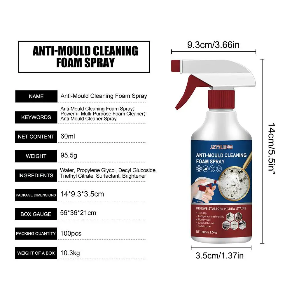 Mildew Household Cleaner Mildew Cleaner Foam Kitchen Bathroom Cleaning Spray Washing Machine Toilet Wall Joint Moldy Remover