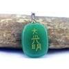 Natural Green Aventurine Reiki Amulet Pendulum Healing Master Prop Chakra Four Element Symbol Energy Stone Pendant Necklace 4