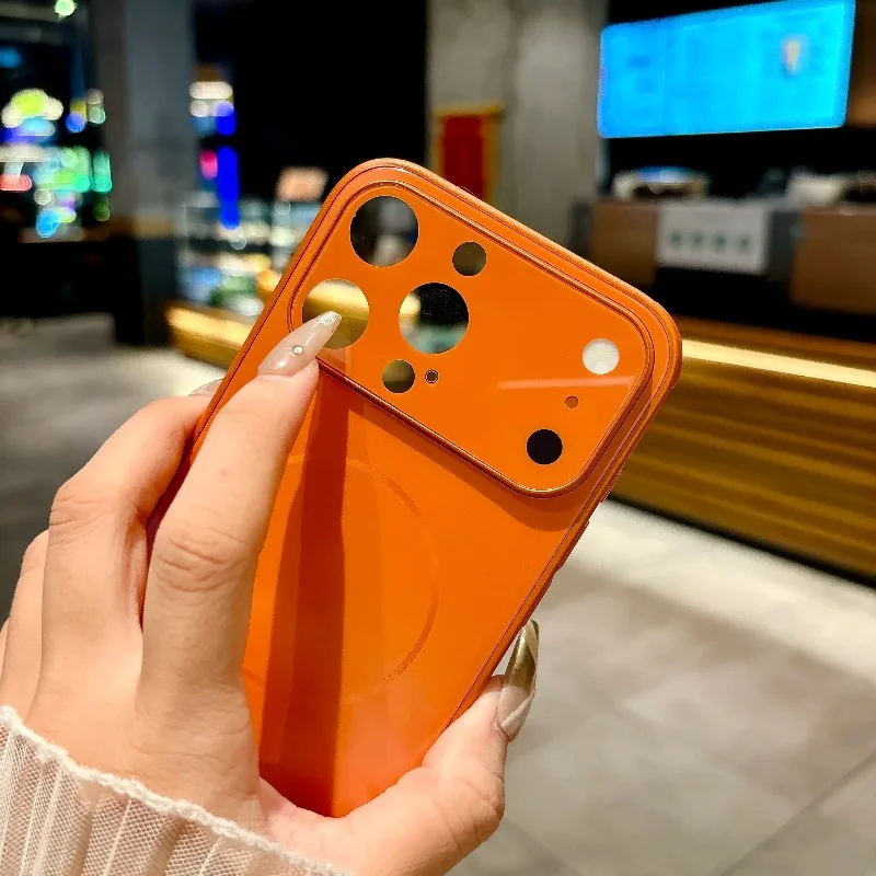 Luxury Matte Glass Lens Protection Case with Magnetic Shockproof Hard Cover
