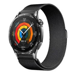 Sleek Milanese Magnetic Watch Band, 20mm/22mm, Stainless Steel Mesh Strap for 20mm Universal (Black)