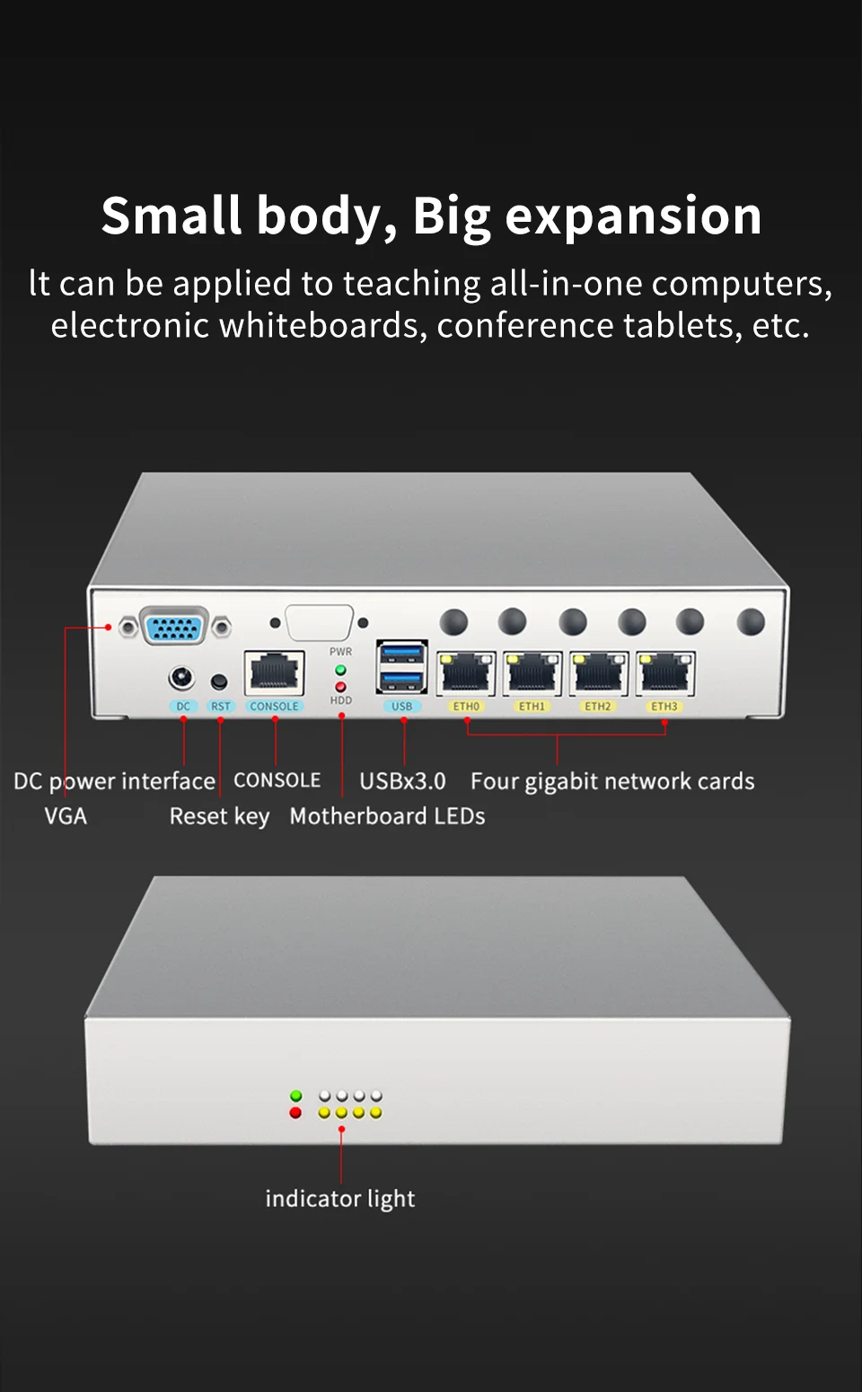 Mini PC Firewall Router with 4 LAN Ports, Intel Celeron J4125, USB3.0, Ngff SIM Slot - VPN Ready, OEM/ODM Logo Laser Print Description Image.This Product Can Be Found With The Tag Names Barebone Mini PC, Computer Office, Fanless soft router