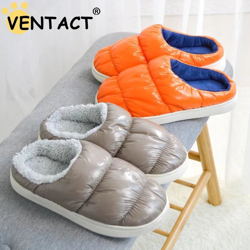 

VENTACT Home Women Slippers Winter Down Cotton Fuzzy Plush Thick Soled Flat Non-Slip Female Shoes Fur Slippers Indoor Waterproof