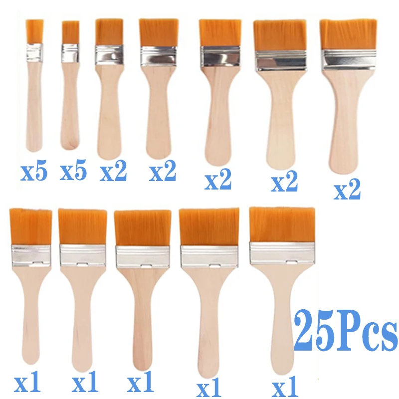 25개 아트 페인트 브러쉬 세트, 다양한 크기의 나일론 유화 브러쉬, 수채화, 바니시, 세라믹용 페인트 브러쉬(1-12호) )
