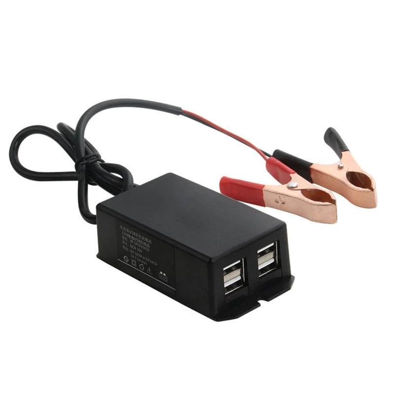 

12V Battery Clip Charger for Cellphone Tablet Car Motorcycle USB Charging Device