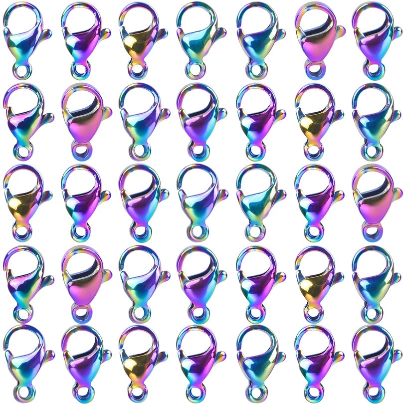 

100pcs/lot Stainless Steel Rainbow Lobster Clasps for Bracelets Necklaces Hooks Chain Closure Accessories for DIY Jewelry Making