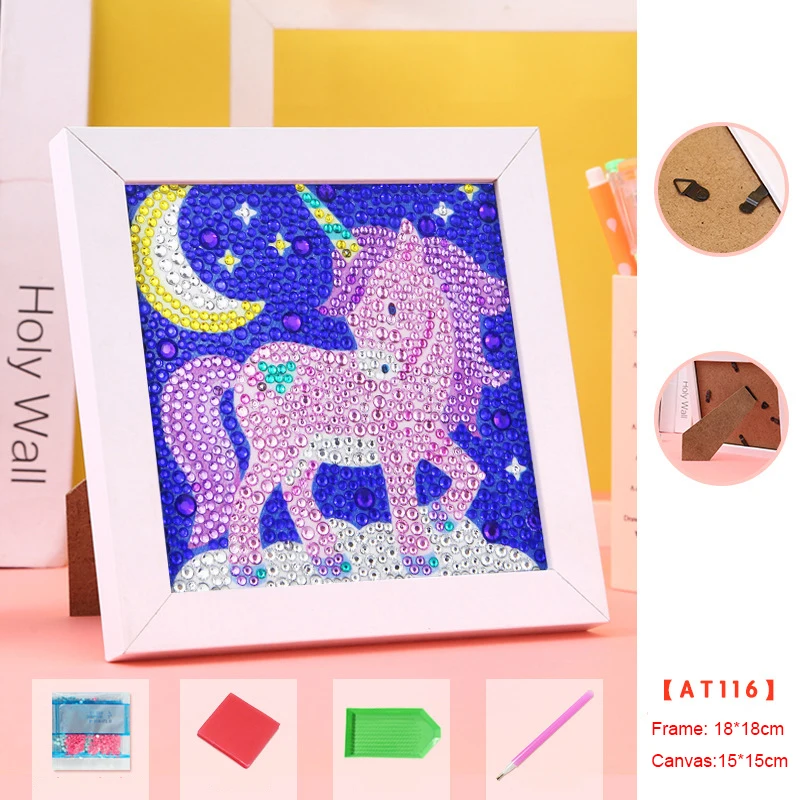 5D Unicorn Diamond Painting by Number Kits for Kids DIY Mosaic Crafts Easy Diamond Embroidery Paintings Pictures with/ No Frame 