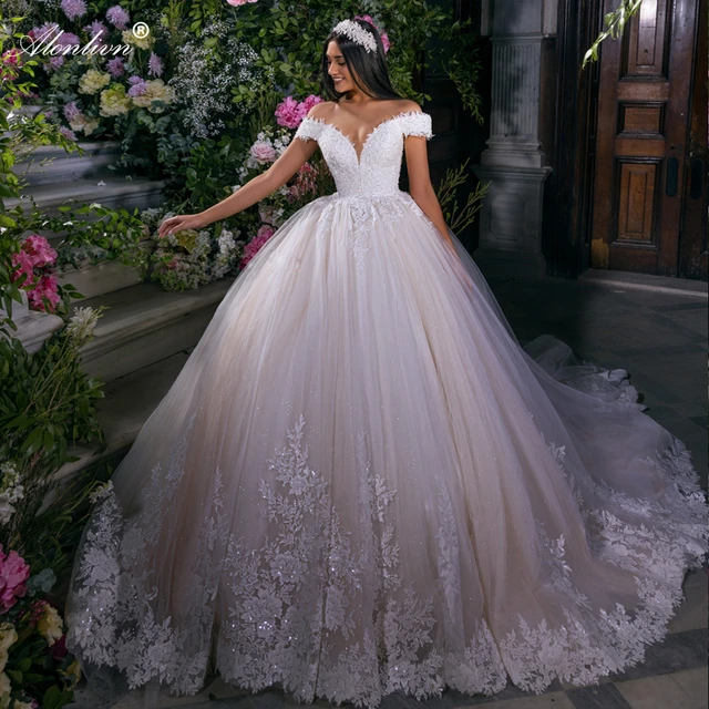 Off Shoulder Silk Ballgown Wedding Dress With Sweep Train, Elegant Pleats,  And V Neckline Satin Formal Bridal GQ Vestido De Novia From Sexybride,  $104.53 | DHgate.Com