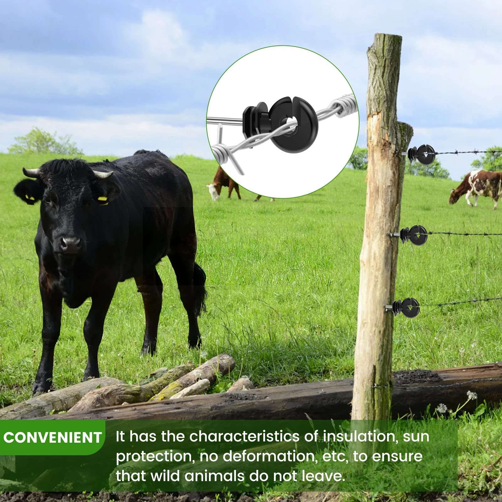 50/100Pcs Electric Fence Insulators Self Tapping Wood Post Insulators Farm Versatile Temperature Resistant Fence Post Insulator