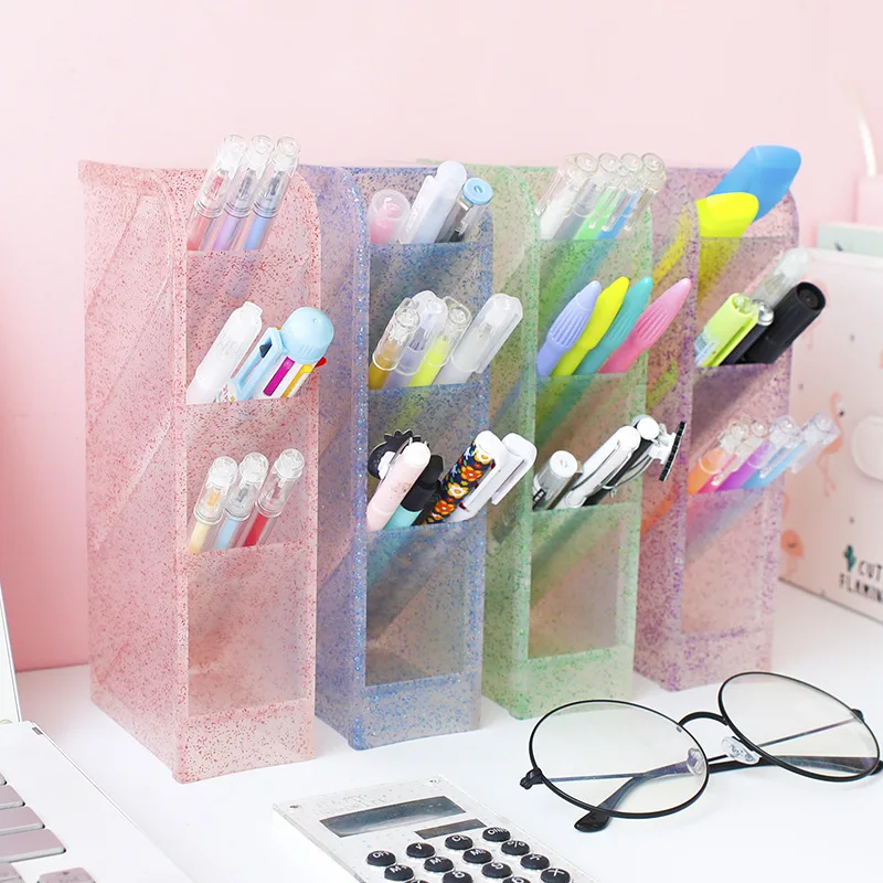 Kawaii Large Capacity Desk Pen Holder Pencil Makeup Storage Box Desktop Organizer Stand Case Office Accessories Stationery store