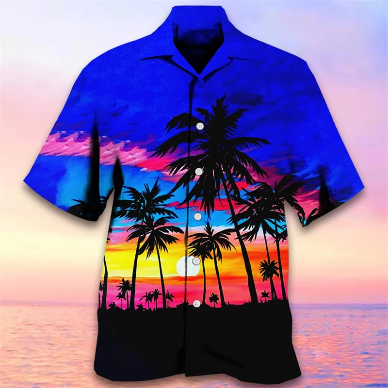 thumbnail image 1 of Camisas hawaianas para hombre, estampado tribal de árbol de coco en 3D, ropa para hombre, ropa deportiva holgada de gran tamaño, camisa de manga corta de diseñador callejero, 1 of 5