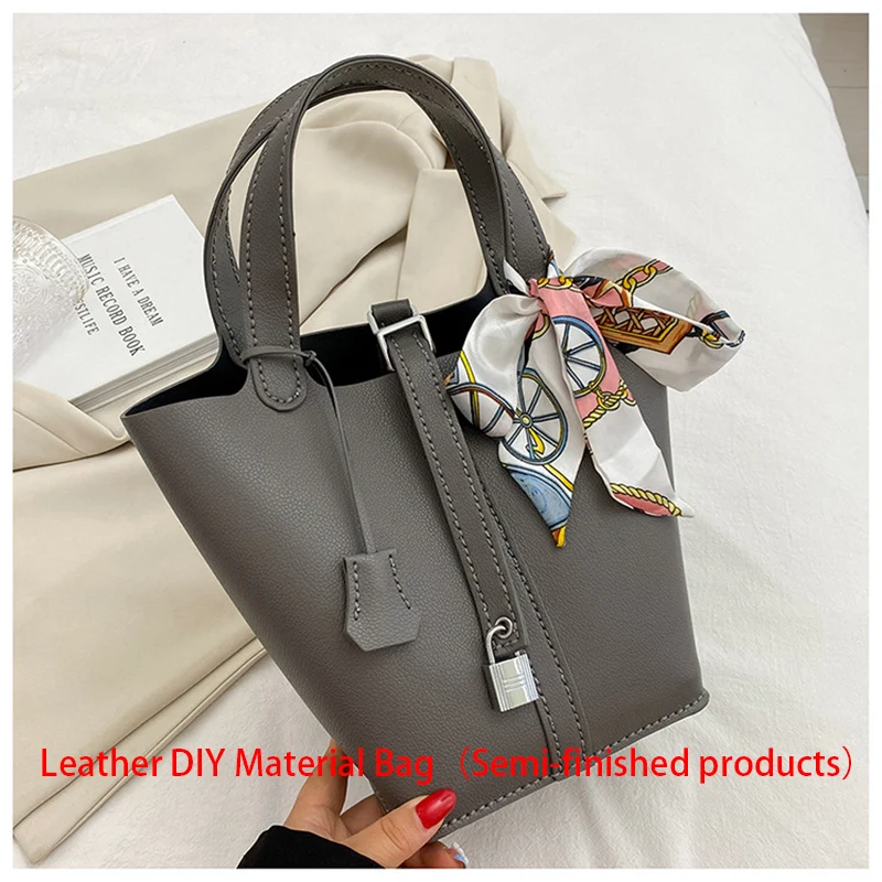 1세트 DIY 가죽 PU 여성 가방 재료 및 액세서리 포함 손바느질 핸드백 핸드 스티칭 반제품