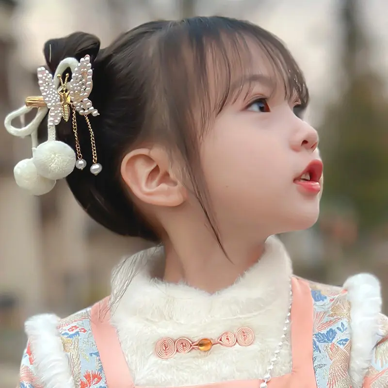 움직이는 날개 모양 헤어핀, 어린이용 클립형 헤어핀 1개, 반짝이는 라인스톤, 움직이는 나비 모양 어린이 헤어핀, 합금 헤어 악세사리 도매