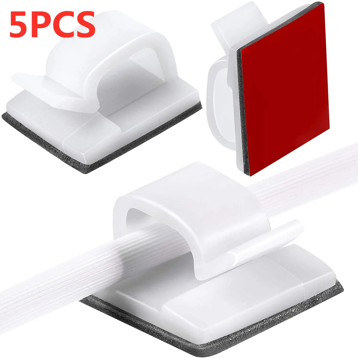 thumbnail image 1 of Organizador de cables adhesivo, soporte para cables, arnés de gestión de cables, abrazadera con clip para PC de casa, cableado de cable USB, administrador de cables de escritorio, 1 of 5