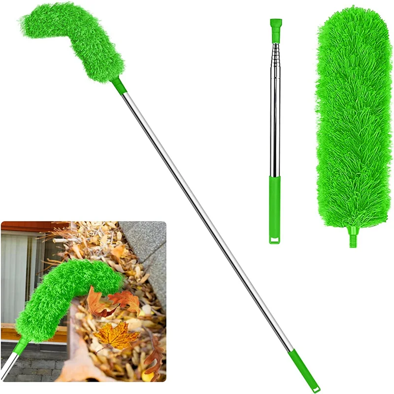 Gutter Cleaning Brush Roofing Tool Telescopic Extendable Pole 8.2Ft Guard Cleaner Tool Remove Leave