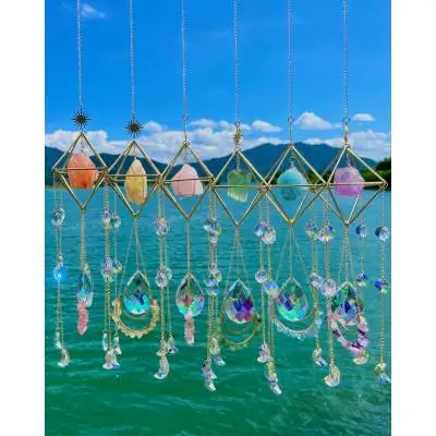 

Crystals Wind Chime Prism Sun Catchers Handmade Jewellery Garden Hanging Pendant Rainbow Chaser Ornament Window Garden Decor