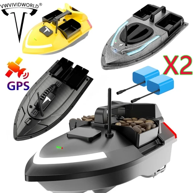 VWVIVIDWORLD ,Double Battery ,GPS , Ultra-long 12-hour Battery Life, Dual  Batteries, Remote Control Fishing Bait Boat,VX