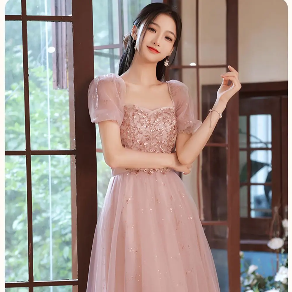 Luxury Sequin Pink Bridesmaid Dresses Wedding Party Women Quinceanera Ball Gown Sisters Elegant Long Performance Evening Dress bridesmaid dresses