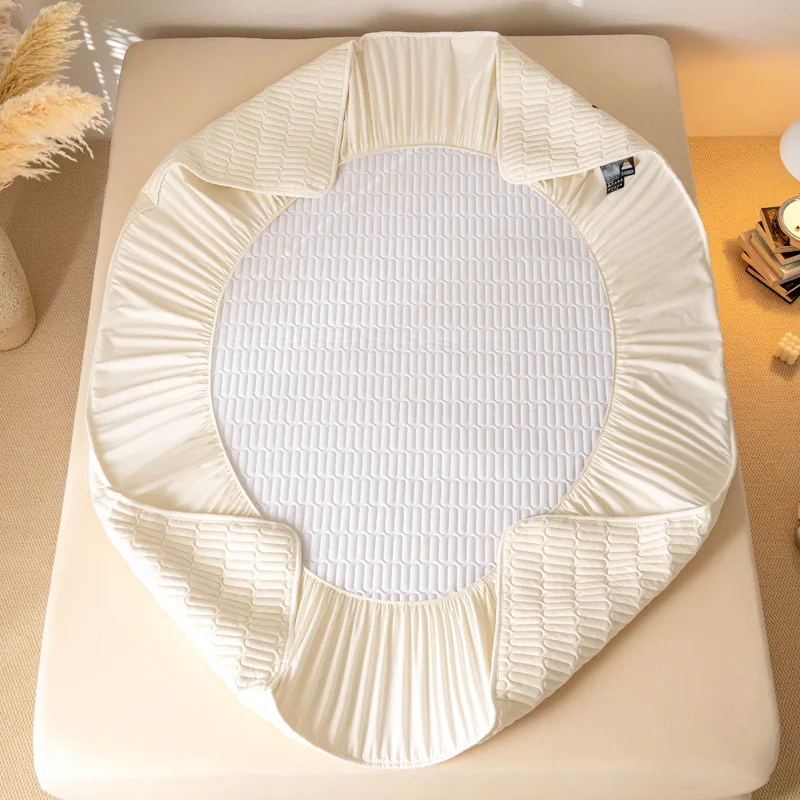 1pcs All Cotton Waterproof Bed Sheet Solid Color Mattress Protective Cover Antibacterial Pure Cotton Dustproof Bedroom Bed Sheet 2