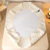 1pcs All Cotton Waterproof Bed Sheet Solid Color Mattress Protective Cover Antibacterial Pure Cotton Dustproof Bedroom Bed Sheet 2