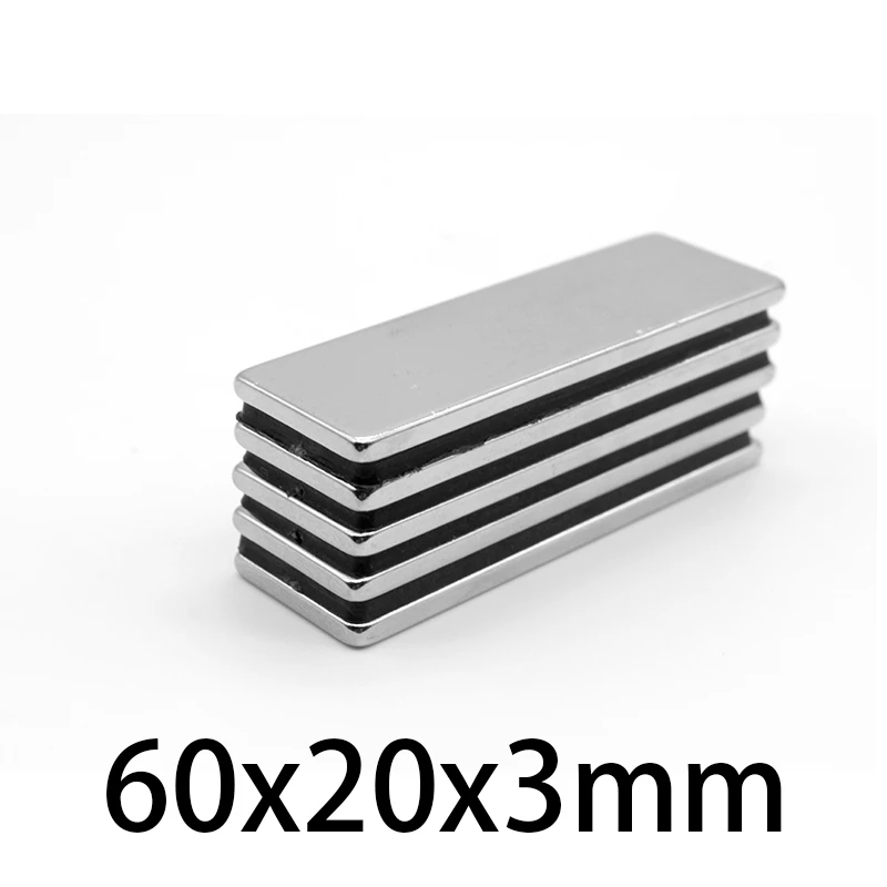 Speaker Magnet 1/2/5/10/15PCS 60x20x3mm Block Strong Powerful Magnets 60x20x3 Rare Earth Neodymium Magnet N35 Permanent NdFeB Magnet 60*20*3 Lock Latches