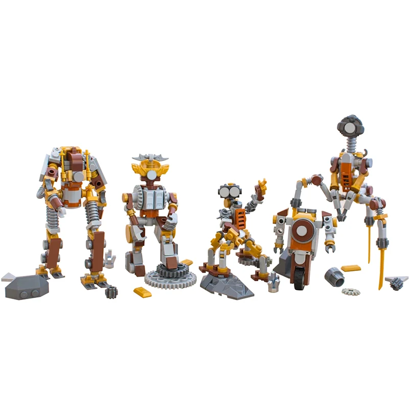 5 in 1 Steampunked Robots Building Block Set Movie Action Figure Bricks Blocks Toy Creative Model Building Children Xmas Gifts