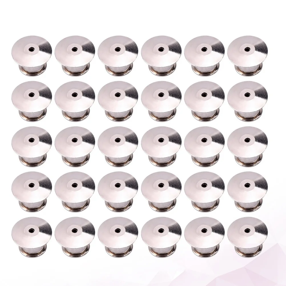 

30PCS Durable Metal Flat Locking Pin Backs Brooch Badge Accessories (Silver) Handicraft Clasps sewing brooches