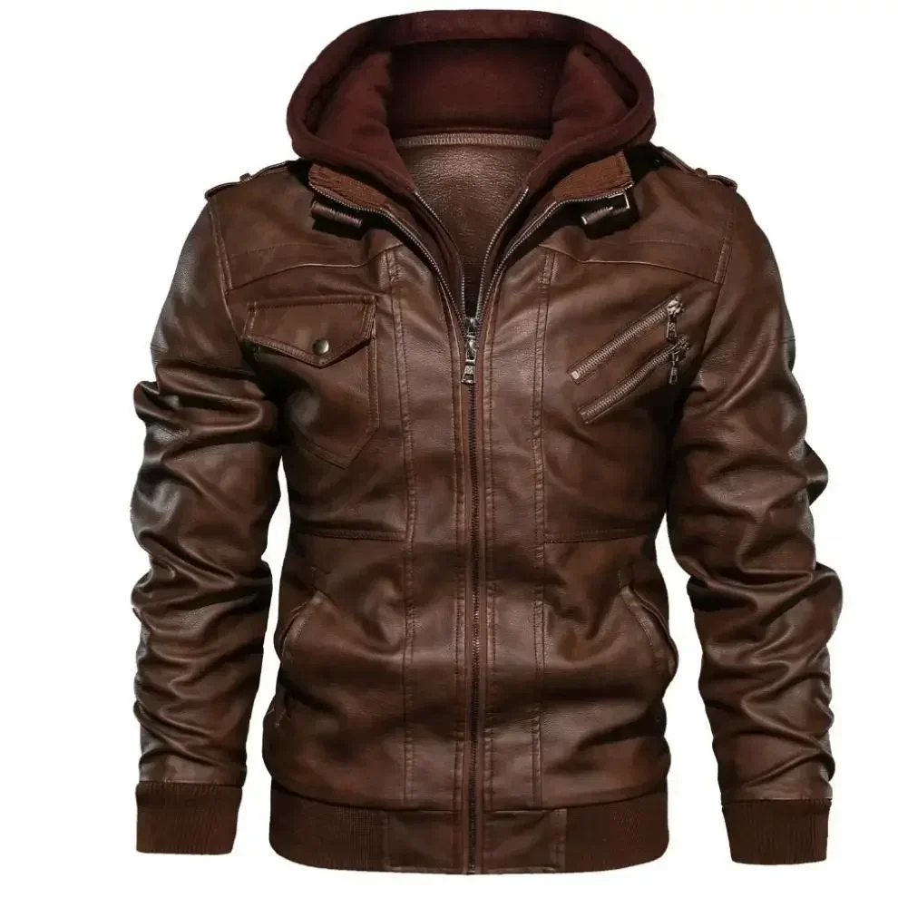 Winter Men'S Venom Fake Two Parka Staccabile Con Un Cappello Da Uomo Di Alta Qualità Con Doppia Zip Con Cappuccio Giacca In Pelle Da Motociclista Sopr