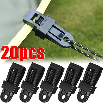 20/10pcs Awning Rope Clamp Tarpaulin Clip Tent Canopy Clip Buckle Reusable Tent Clip Awning Outdoor Camping Accessories Hook