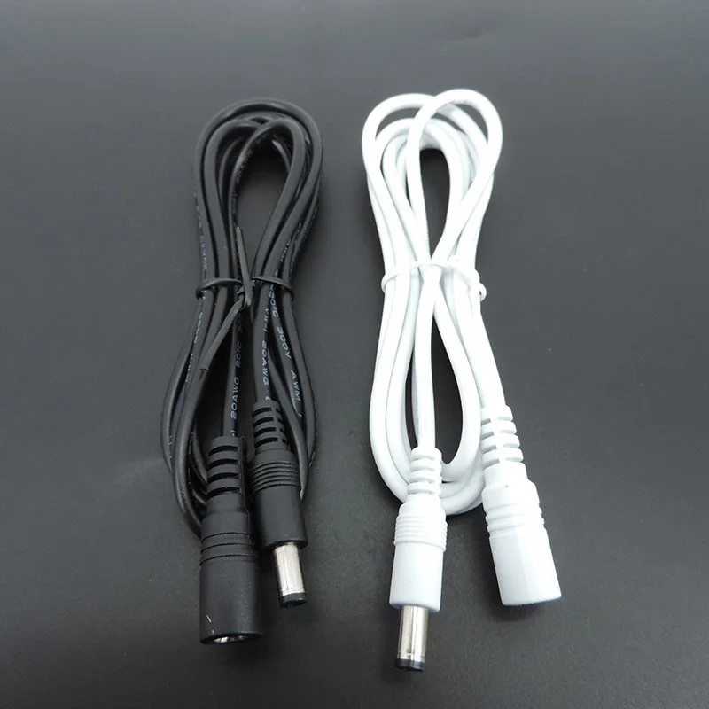 

1/1.5/5m white black DC Power supply Male to female connector Cable Extension Cord Adapter Plug 20 22awg 5.5x2.1mm for strip E