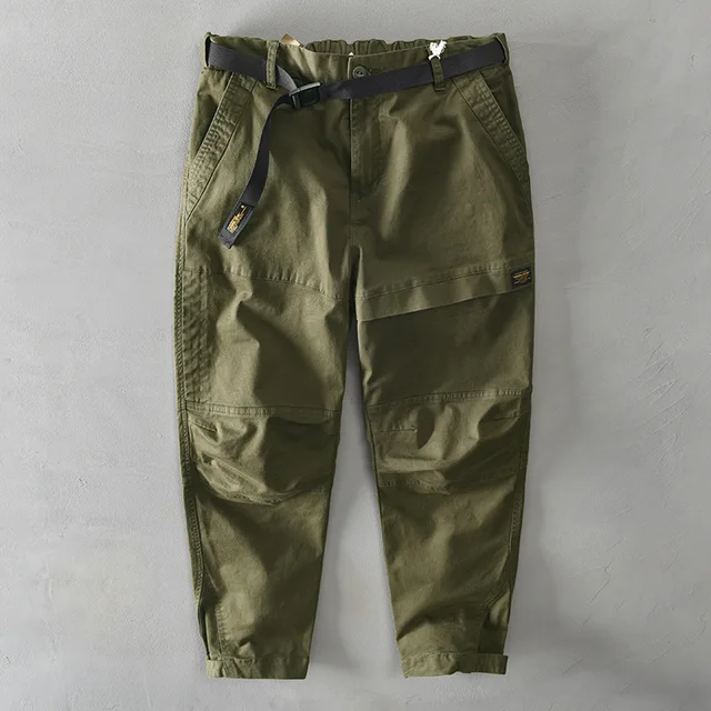 Autumn and Winter New Men Cotton Solid Color Loose Casual Safari Style Pants