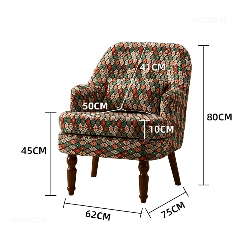 Personalized Light Luxury Garden Chairs for Hotels Wooden Single Backrest Sofas American Retro Garden Furniture for Living Room
