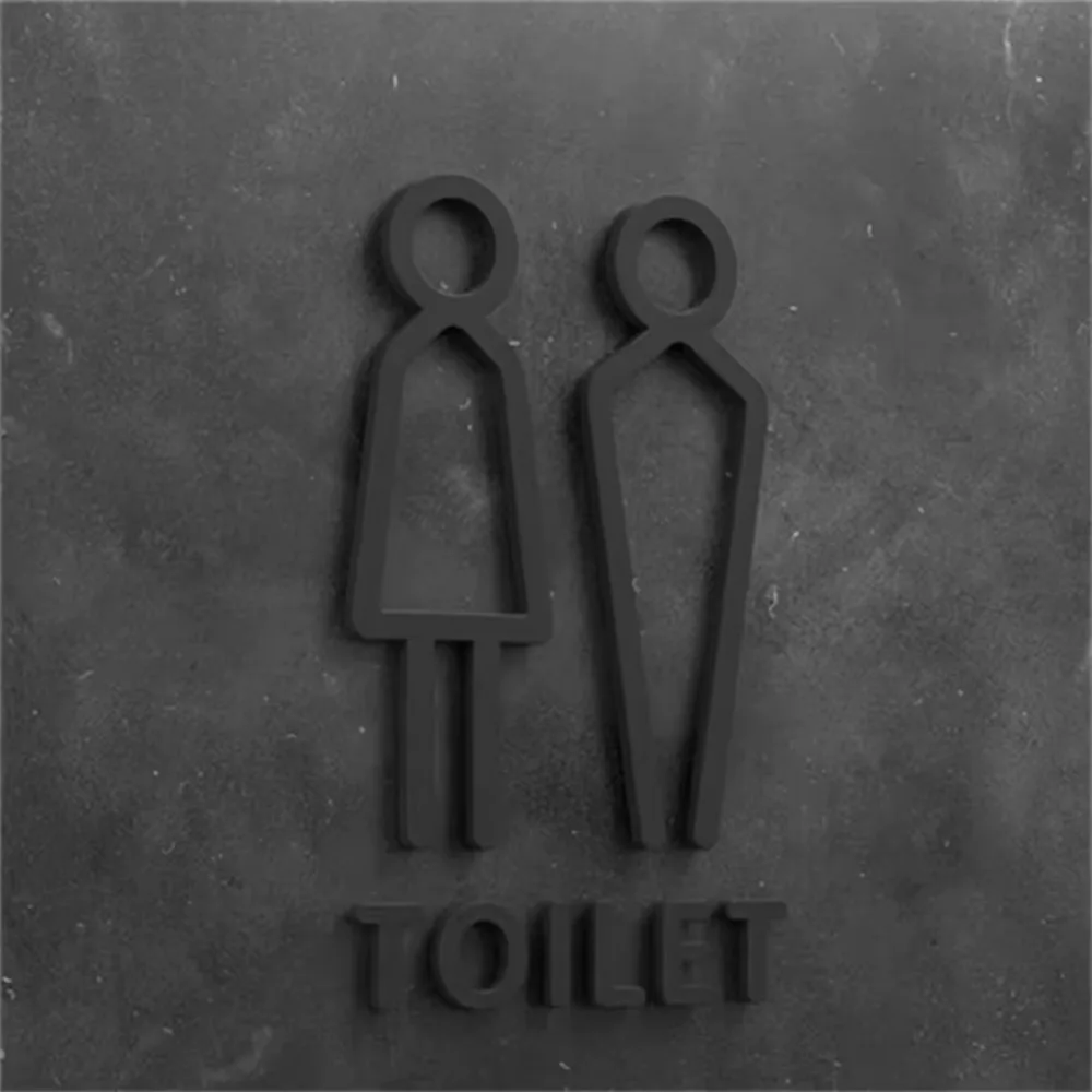 정교한 2D 화살표 아크릴 화장실 사인 플레이트 - 문화 장소에 적합한 고품질 화장실 벽 라벨 스티커