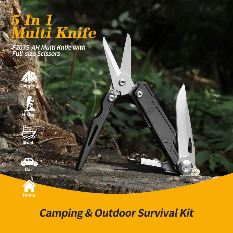 Multifunctional Scissors Stainless Steel Folding Knife Outdoor Survival Gadgets Gifts for Dads