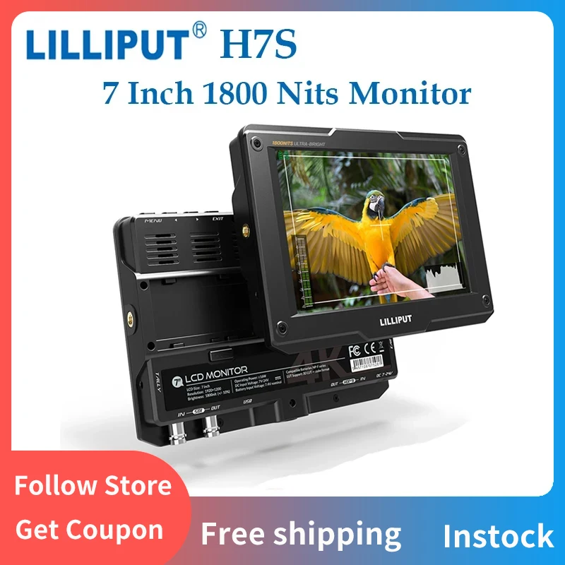 

LILLIPUT H7S Field Monitor New 7 Inch 1800 Nits Ultra Brightness SDI 4K HDMI for DSLR On-Camera Video Portable Monitor