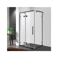 Hot Sale High Quality Metal Frame Free Standing Tempered Glass Shower Door Stainless Steel Hinge Pivot Shower Door 2