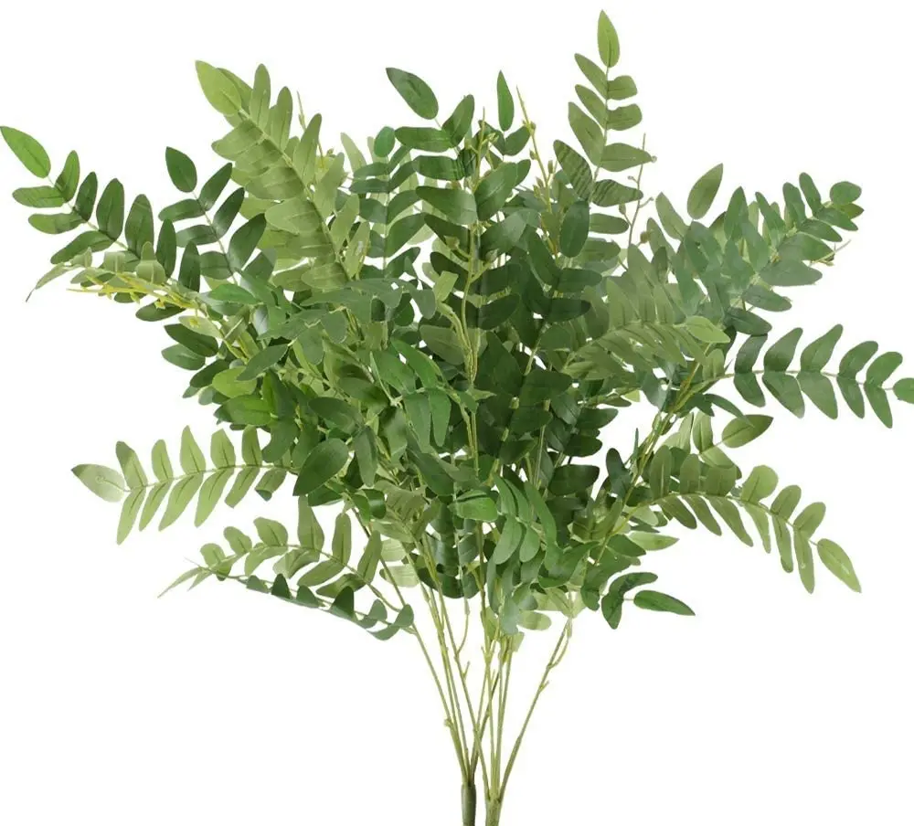 3PCS 52CM 인공 녹지 줄기 가짜 식물 봄 실크 메뚜기 잎 꽃다발 꽃꽂이 홈 웨딩 가든 장식