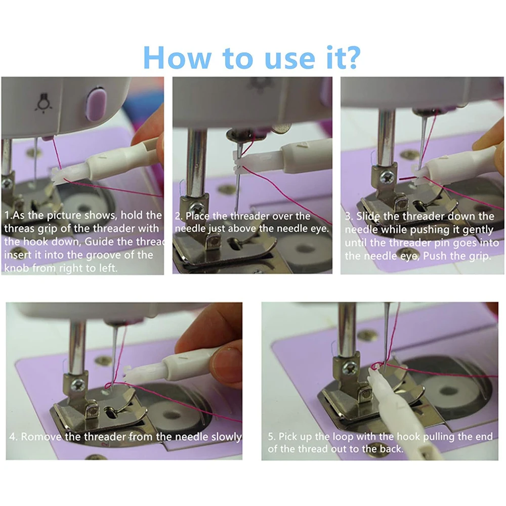 Sewing Tool Blue And White Sewing Machine Needle Inserter Threade Automatic Threader Quick Needle Changer Hold