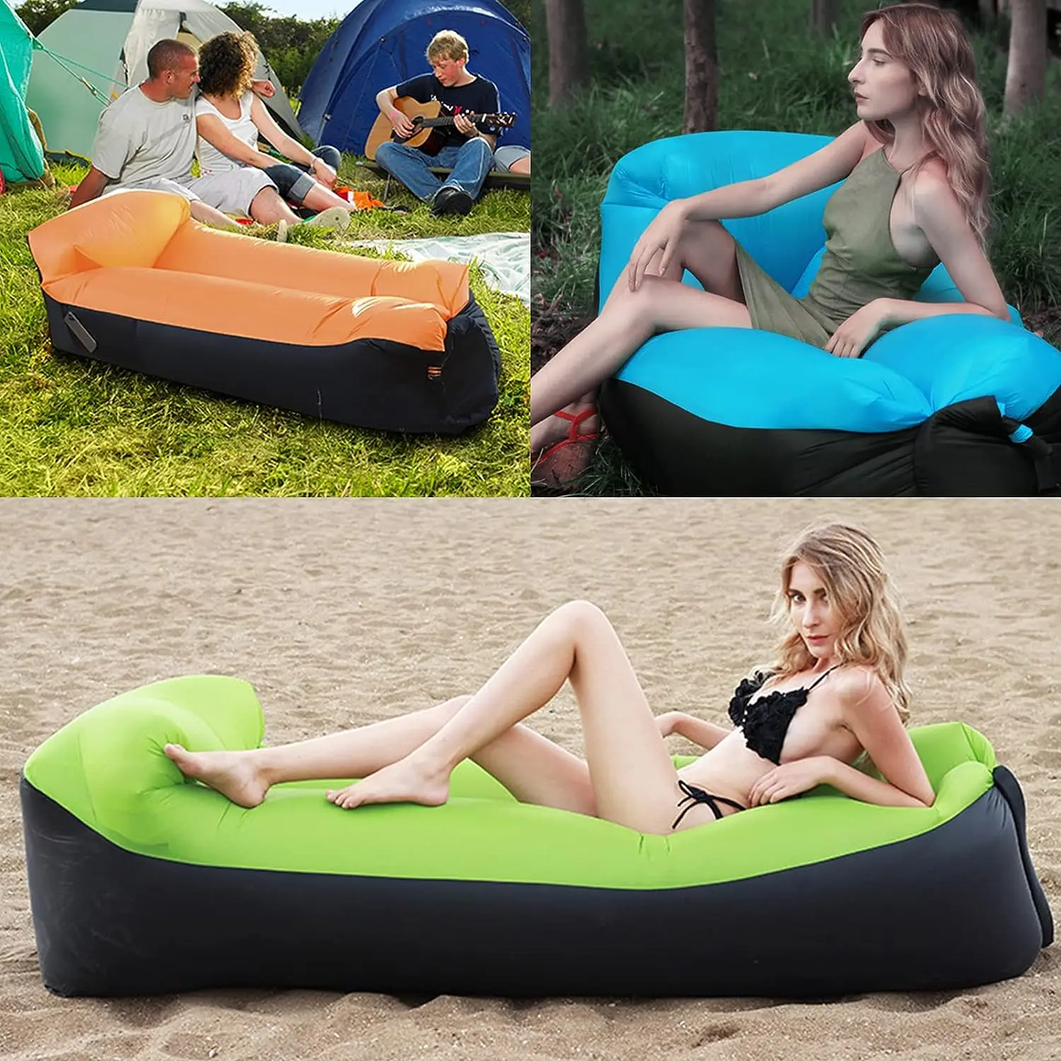 

Trend Outdoor Products Fast Infaltable Air Sofa Bed Good Quality Sleeping Bag Inflatable Air Bag Lazy bag Beach Sofa 240*70cm