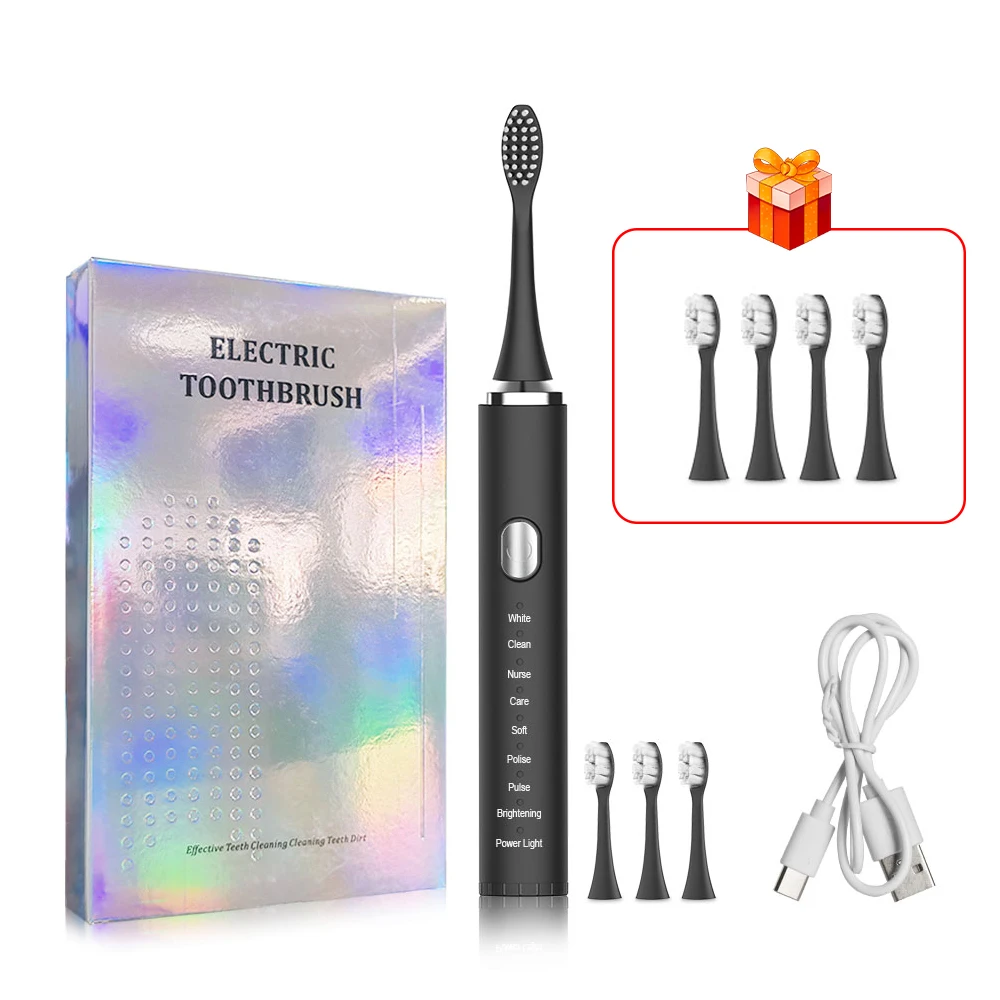 thumbnail image 1 of Cepillo de dientes eléctrico con vibración sónica para blanquear los dientes, limpiador de cuidado bucal, cepillo de dientes recargable por USB para adultos, 1 of 5