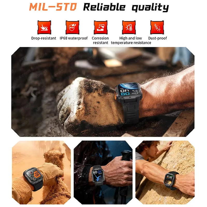 2026 New 1200mAh Super Large Battery Men Smart Watch Outdoor GPS Sports 2.01"AMOLED Screen IP68 Waterproof BT Call_voghion.com