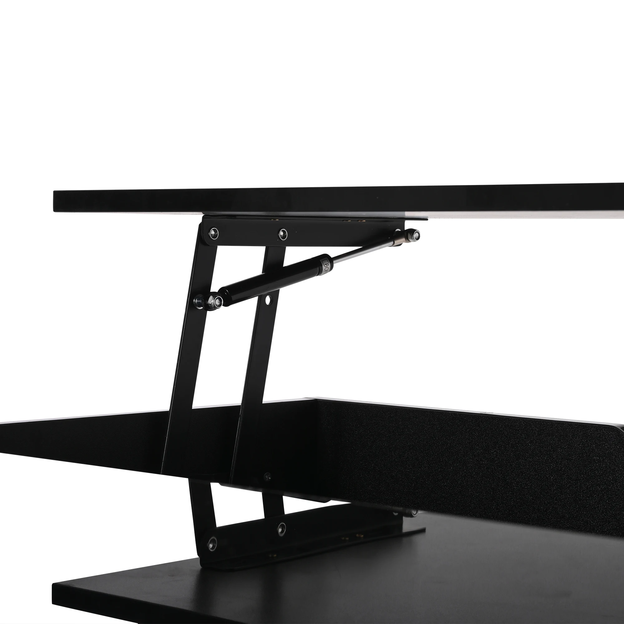 80*75*40cm Couchtisch mit hydraulischer Hebefunktion, Hochglanz-Sofatisch, Wohnzimmertisch mit Stauraum, halboffener Stauraum, geometrisch geformt – Detail 17
