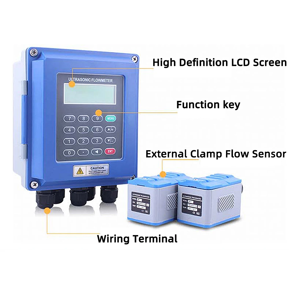 TUF-2000B Ultrasonic flowmeter DN50-DN700mmTS-1/TM-2 Wall mounted ultrasonic water flowmeter RS485/OCT output liquid