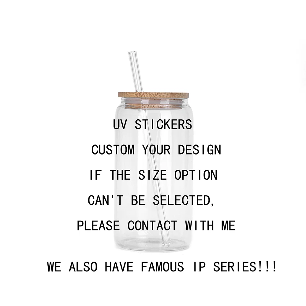 16oz 20oz 24oz Easy Peel Waterproof Glass Transfers uvdtf Crystal Stickers uv dtf Cup Wraps 3d stickers,cup wraps