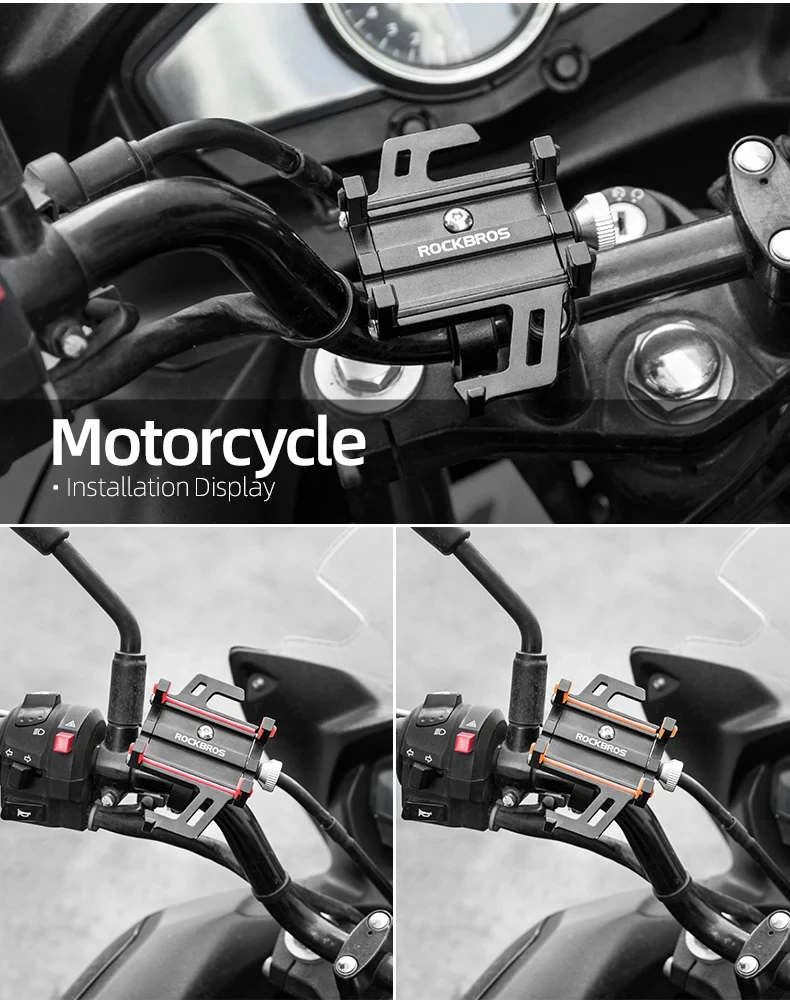 ROCKBROS Fahrrad-Telefonhalter, CNC-Aluminiumlegierung, Fahrrad-Smartphone-Halterung, fünf Krallen, mechanischer Motorrad-elektrischer Telefonhalter – Detail 14