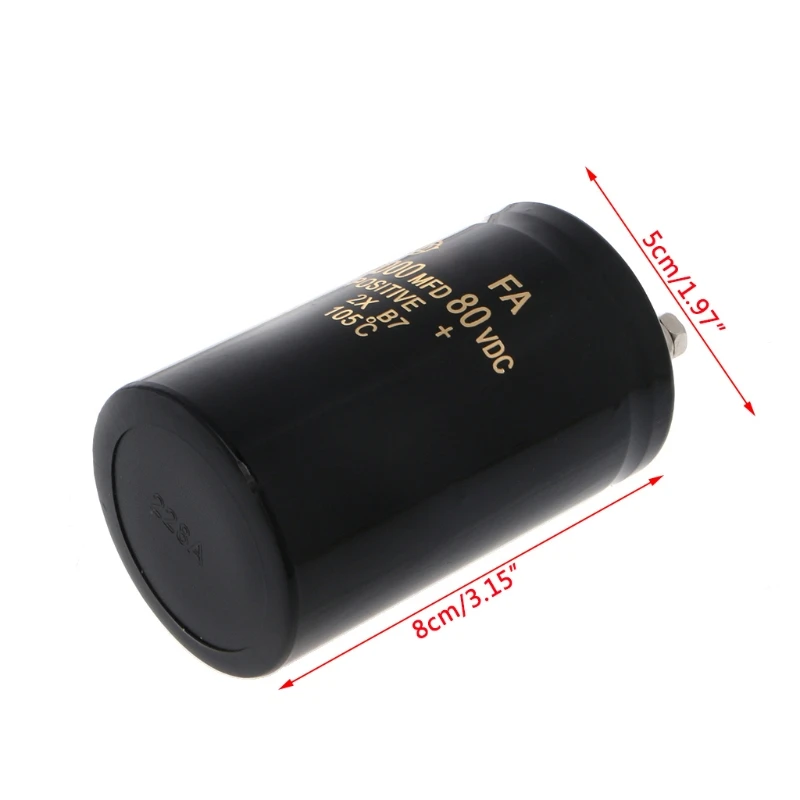 22000uF 80V Electrolytic Screw Capacitor Amp Power Supply 50x80mm 105℃ 6