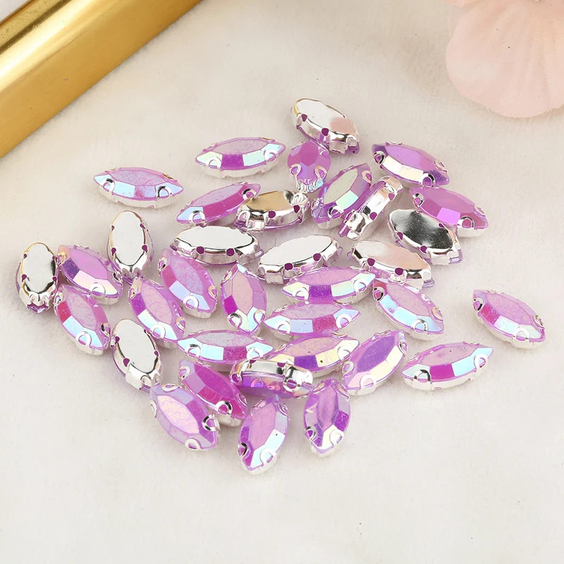 12-Color Acrylic Rhinestone Set with Silver Claw Settings for DIY Wedding Decorations