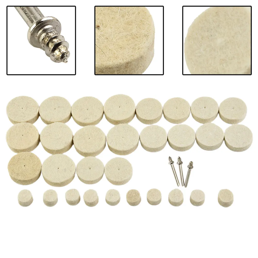 

33Pcs Wool Felt Buffing Wheel Grinding Polishing Pad 3mm Shank For Drill Rotary Tool Sanding Head Power Tool Accessories