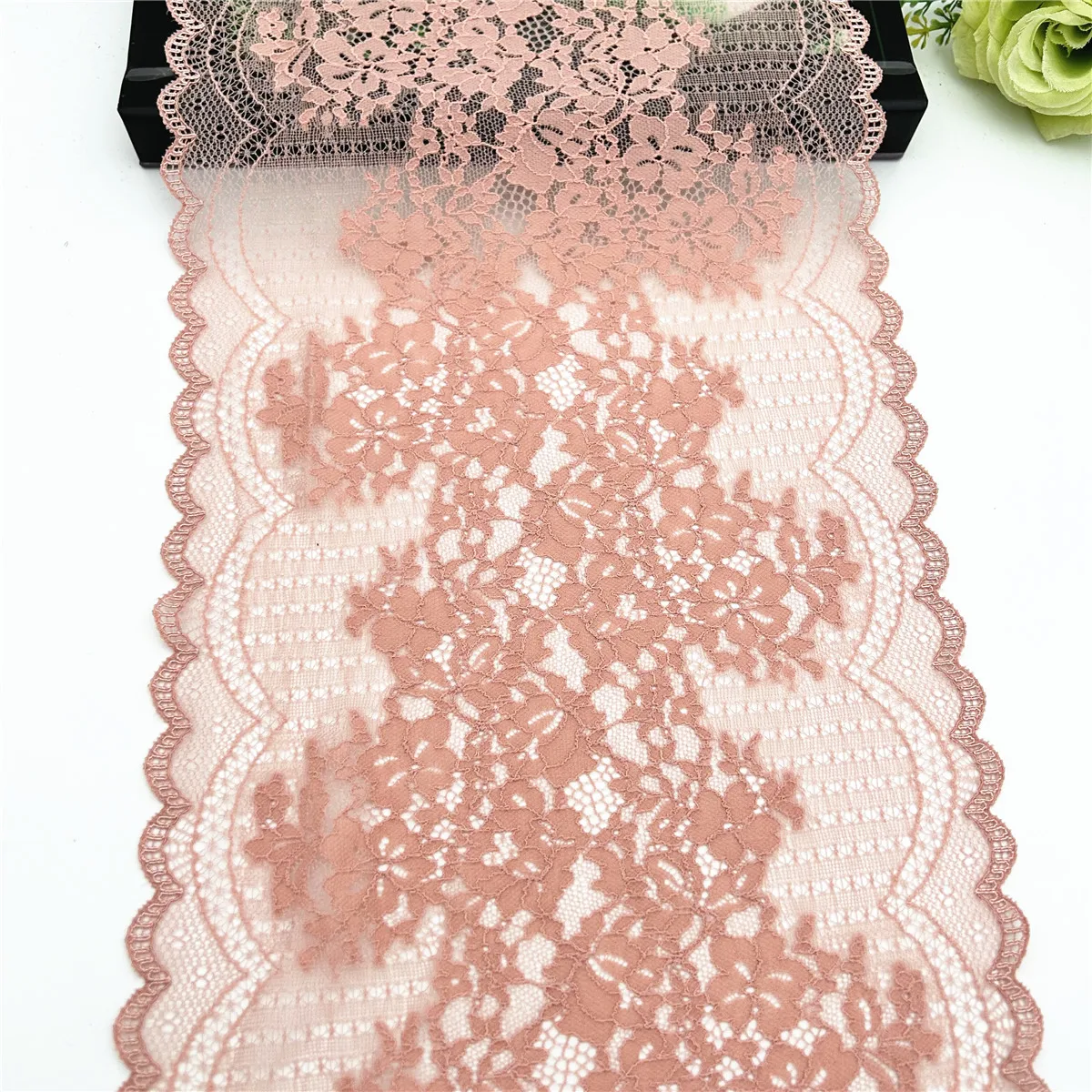 3y/lot Width 22cm Apricot Elastic Stretch Lace Trim 1