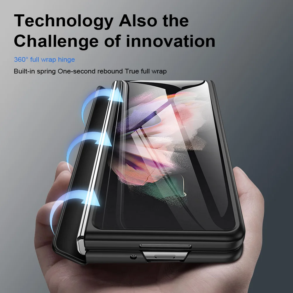 삼성 갤럭시 Z 폴드 3 케이스 전신 힌지 보호 초박형 PC 충격 방지 커버 내장 화면 보호기 전화 케이스