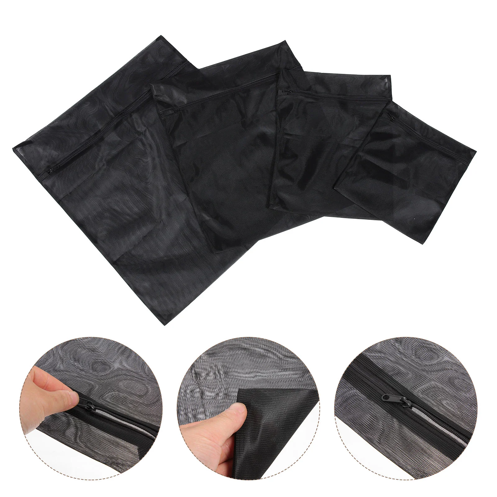 4 Pcs Laundry Bags Mesh for Wash Organizer Black Washing 6